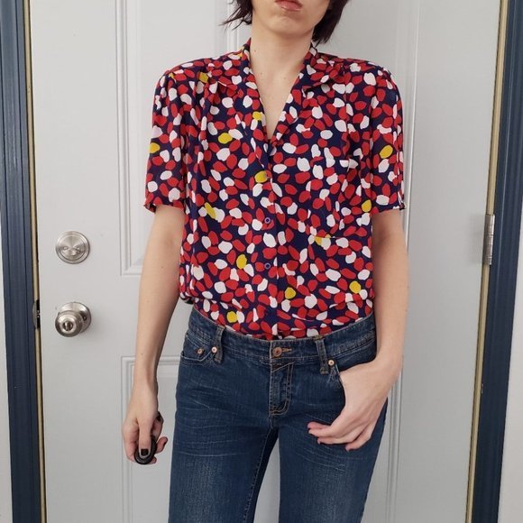 Vintage 70s/80s Spotted Blouse‎ - Picture 1 of 5